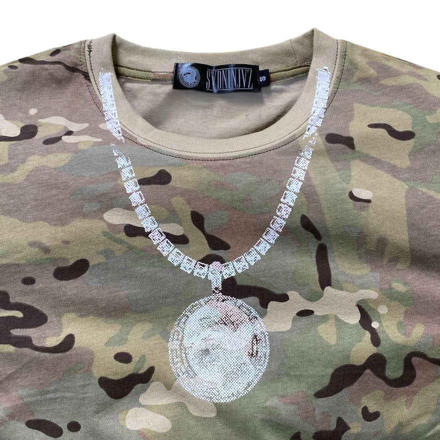 SVDNINJVZ Iced Silver Pendant T-shirt