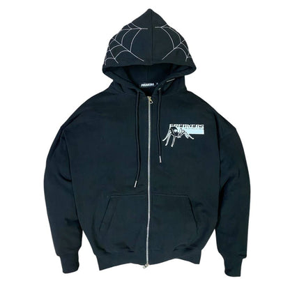 spider web zip-up hoodie
