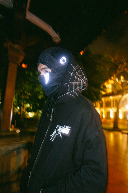 spider web zip-up hoodie