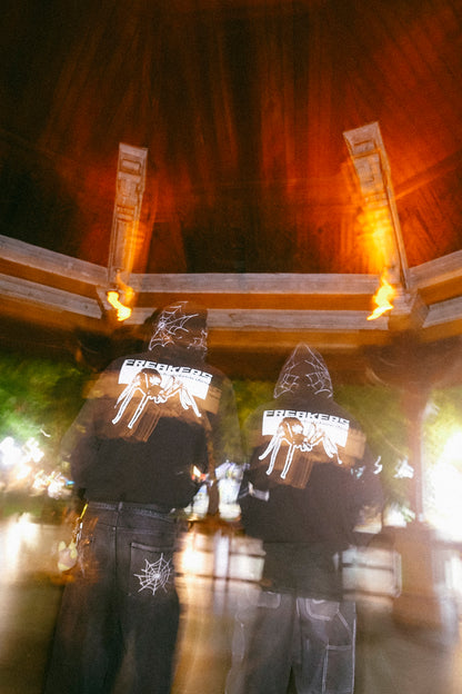 spider web zip-up hoodie