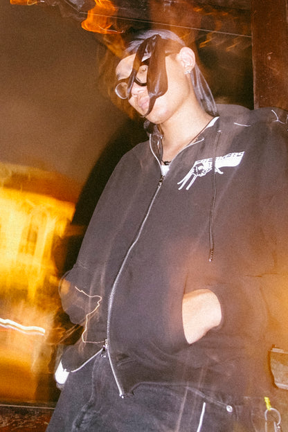 spider web zip-up hoodie