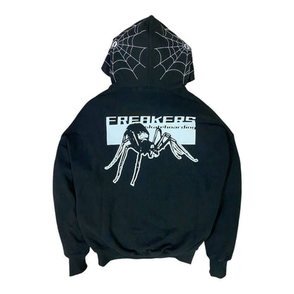 spider web zip-up hoodie
