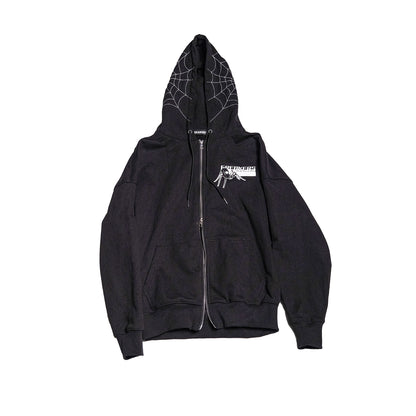 spider web zip-up hoodie
