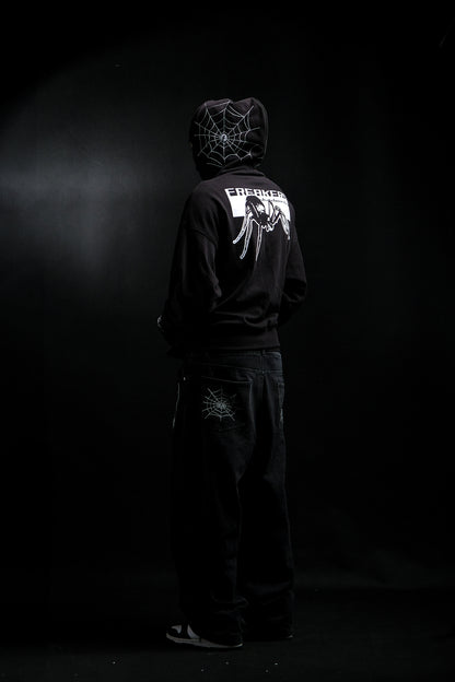 spider web zip-up hoodie