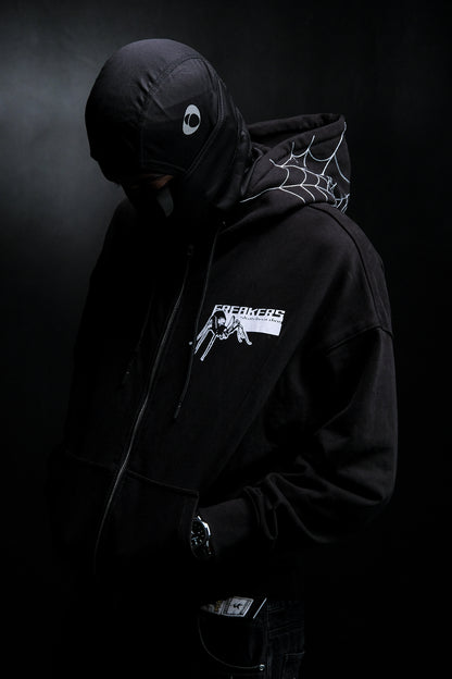 spider web zip-up hoodie